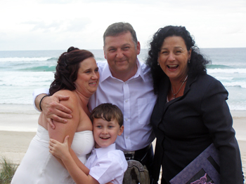 A Scottish Handfasting was perfect for Sharon & Ronnie's Renewal of Vows celebrating their tenth anniversary at Main Beach with Marry Me Marilyn Celebrant